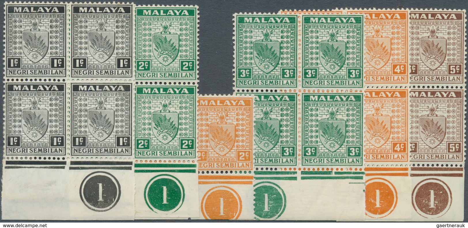 06133 Malaiische Staaten - Negri Sembilan: 1935/1941, Arms Of Negri Sembilan Definitives 16 Different Valu - Negri Sembilan