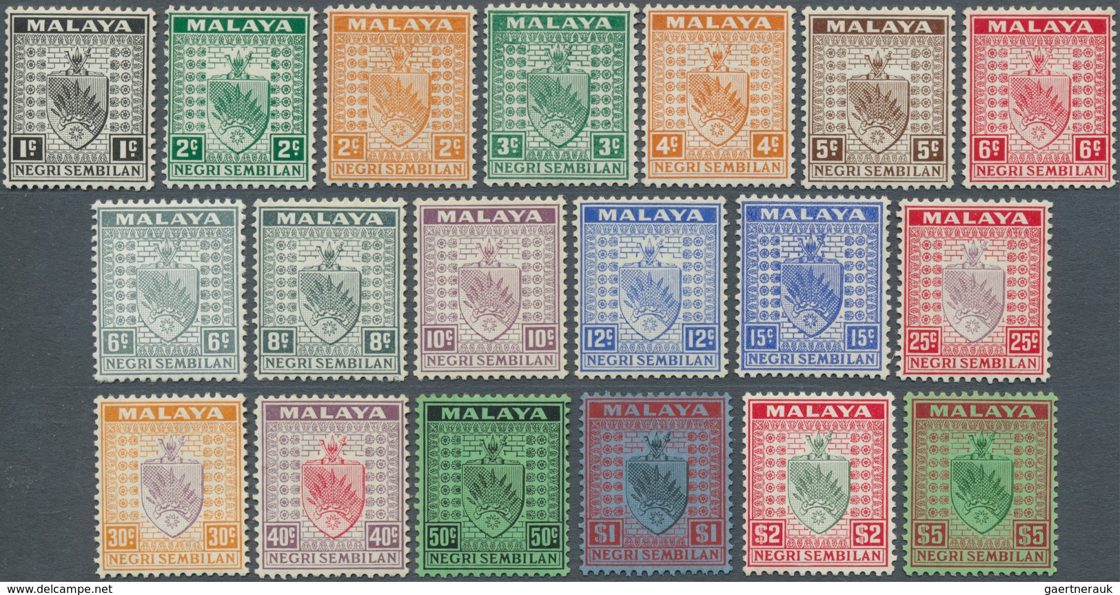 06134 Malaiische Staaten - Negri Sembilan: 1935/1941, Arms Of Negri Sembilan Definitives Complete Set, Min - Negri Sembilan