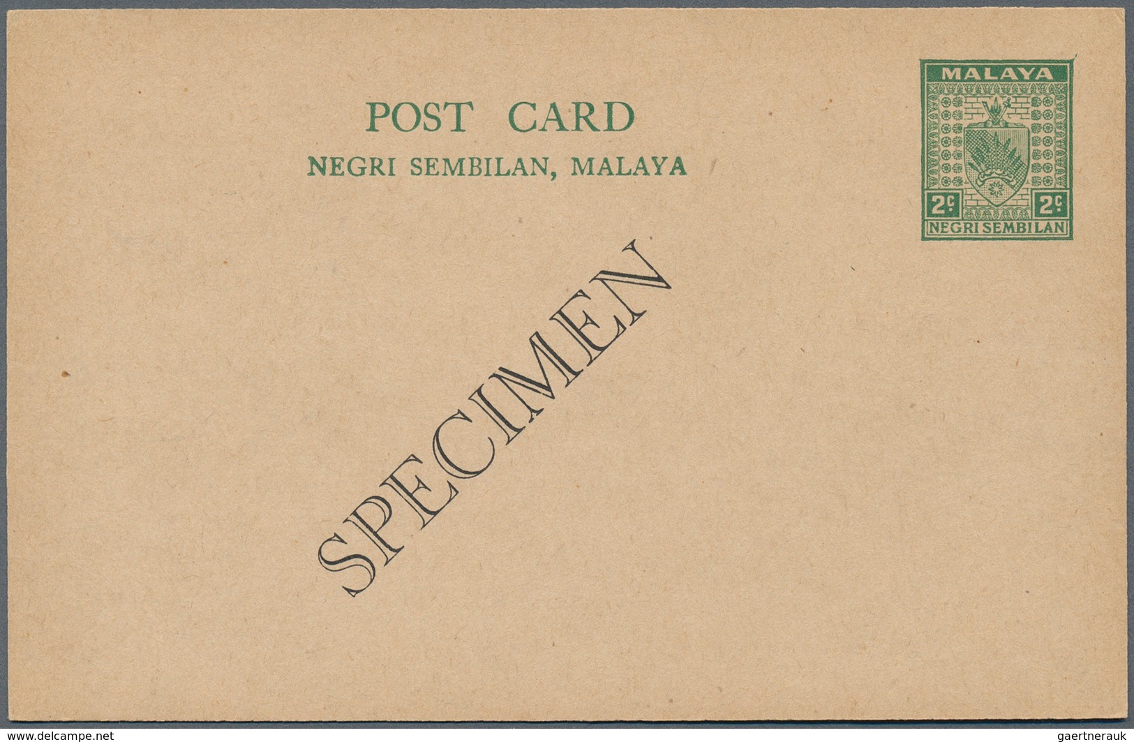 06147 Malaiische Staaten - Negri Sembilan: 1936, 2 C Green Postal Stationery Card And 2 C / 2 C Green Post - Negri Sembilan