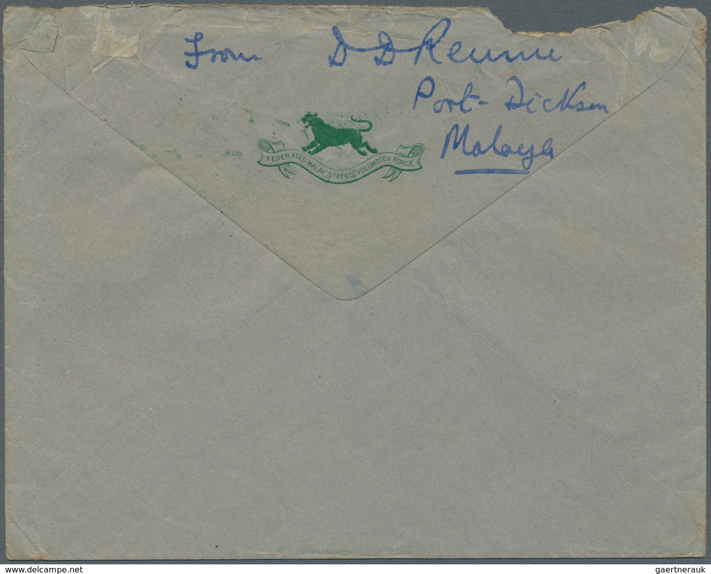 06167 Malaiische Staaten - Negri Sembilan: 1940 PORT DICKSON CAMP: WWII Censored Airmail Cover To England - Negri Sembilan