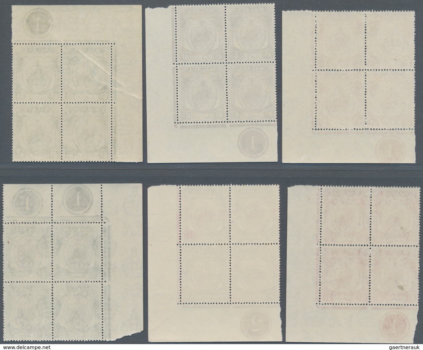 06215 Malaiische Staaten - Negri Sembilan: 1949/1952, Definitives Coat Of Arms, 2c., 4c., 6c. (creasing), - Negri Sembilan