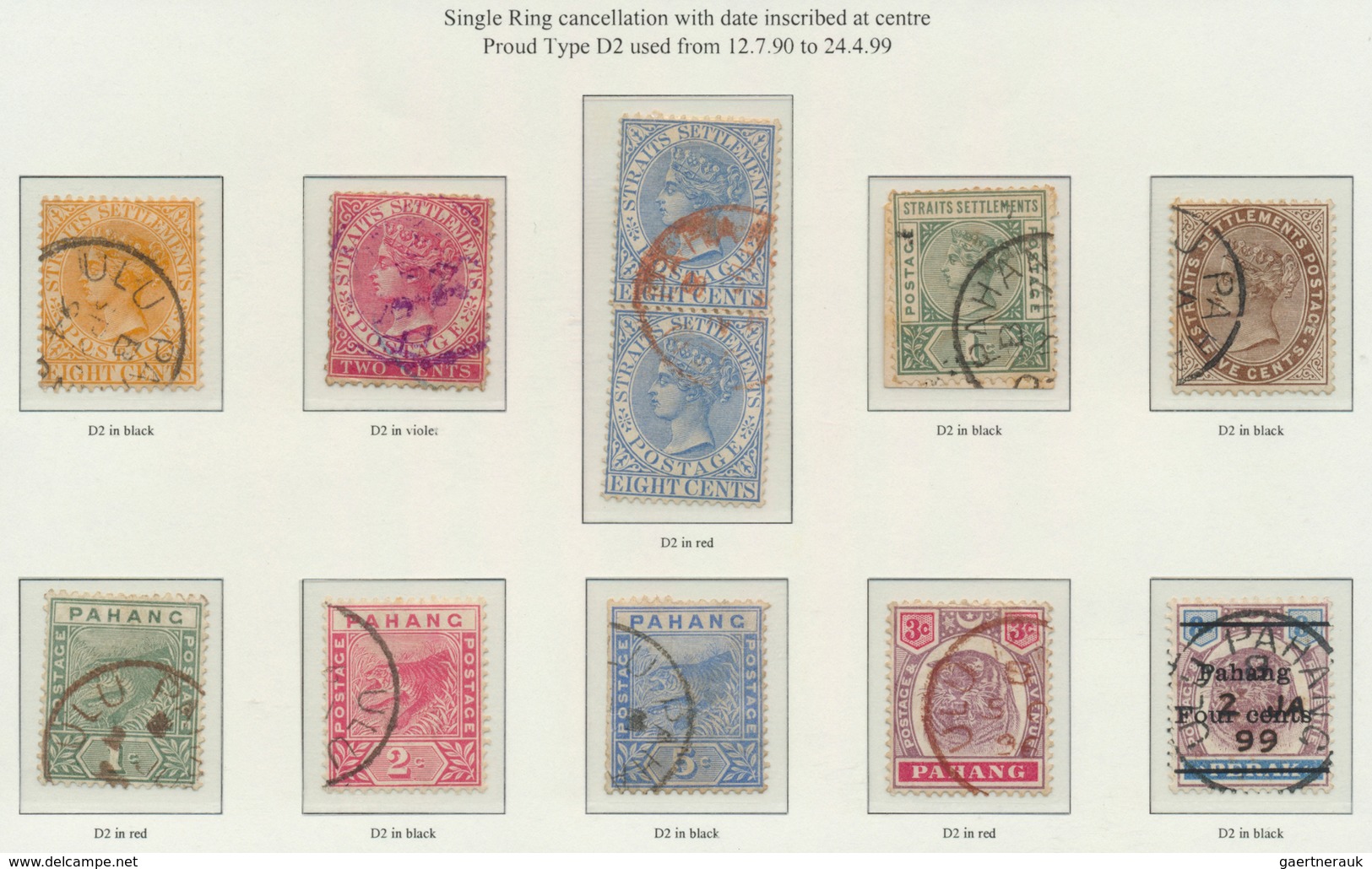 06234 Malaiische Staaten - Pahang: 1894/1899 (ca.), ULU PAHANG: Six Straits Settlements QV Stamps Incl. On - Pahang