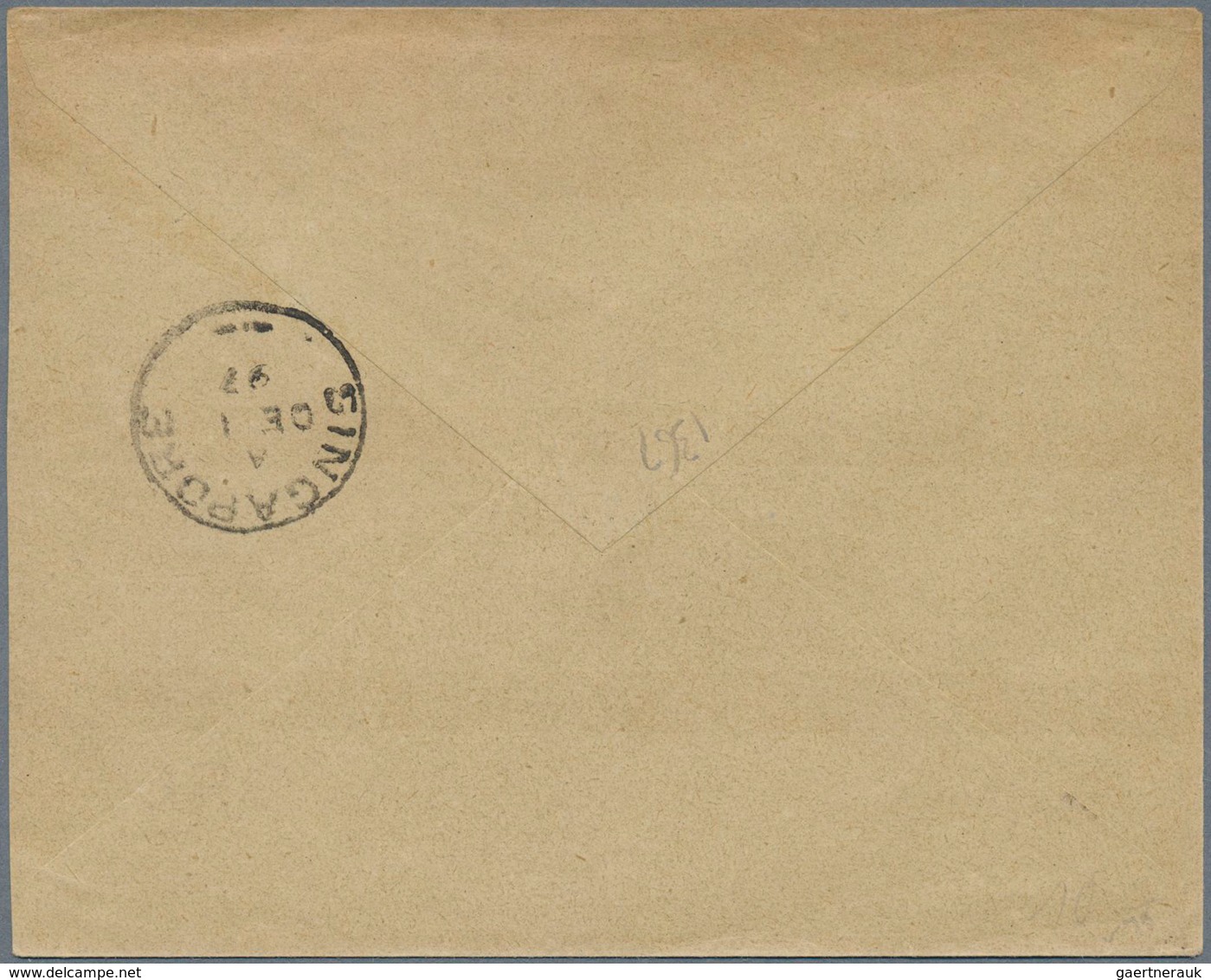 06238 Malaiische Staaten - Pahang: 1897, Attractive Franking On Cover From "PAHANG 25 NO 97" To Singapore - Pahang