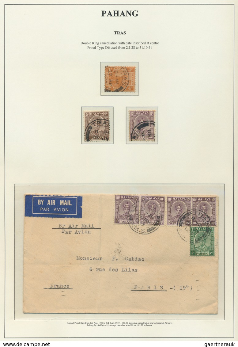 06268 Malaiische Staaten - Pahang: 1937 TRAS: Airmail Cover To Paris Franked By 1935 2c. Green And Four 10 - Pahang