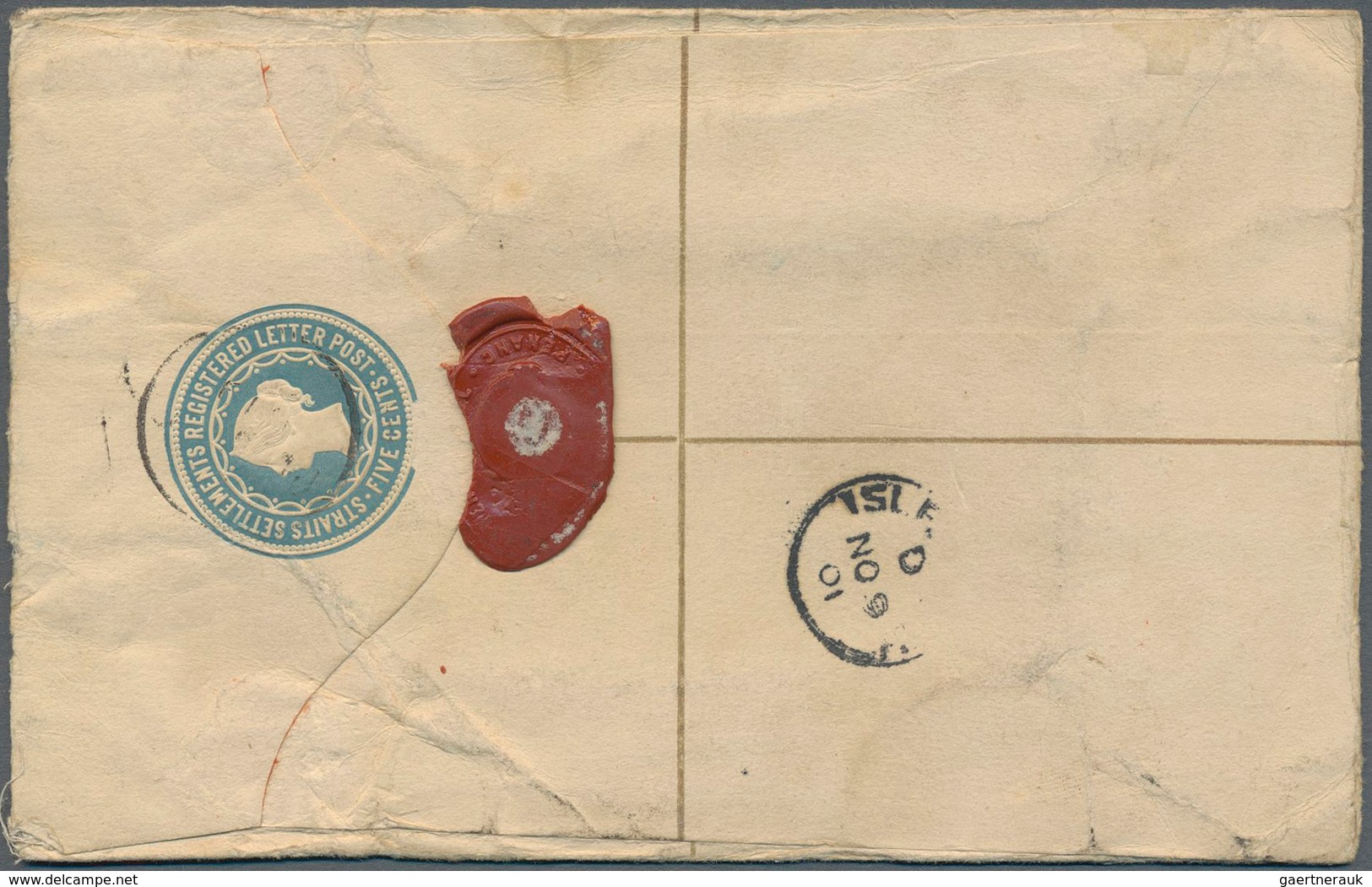 06352 Malaiische Staaten - Penang: 1901: Postal Stationery Registered Envelope 5c. Of Straits Settlements - Penang