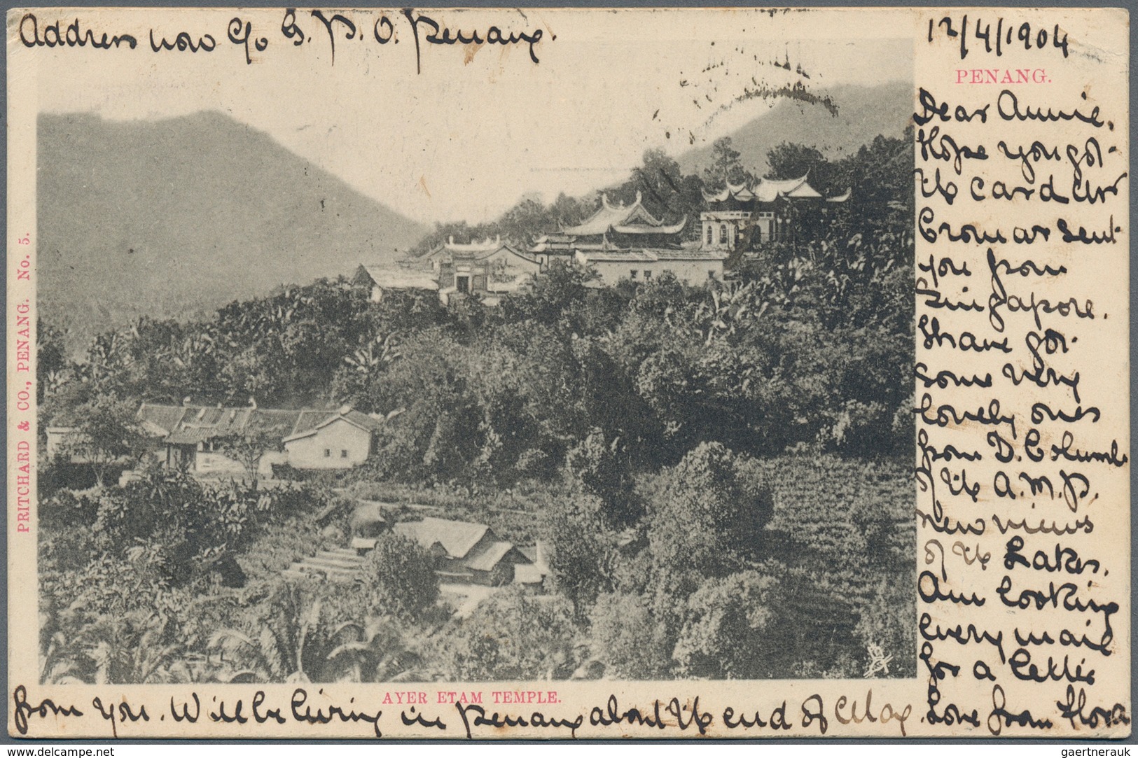 06360 Malaiische Staaten - Penang: 1904/1907, NIBONG TEBAL: Two Picture Postcards Each Bearing Straits Set - Penang