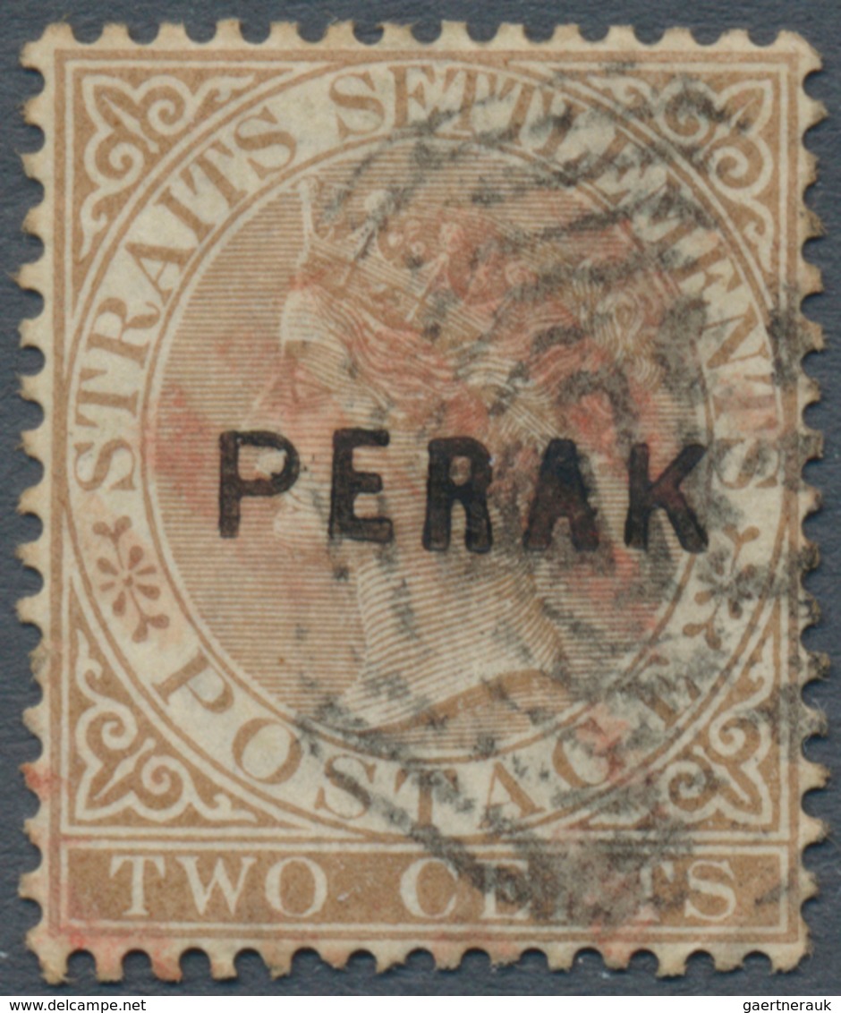06476 Malaiische Staaten - Perak: 1880-81 2c. Brown, Wmk Crown CC, Optd. "PERAK" Type 8, Used And Cancelle - Perak