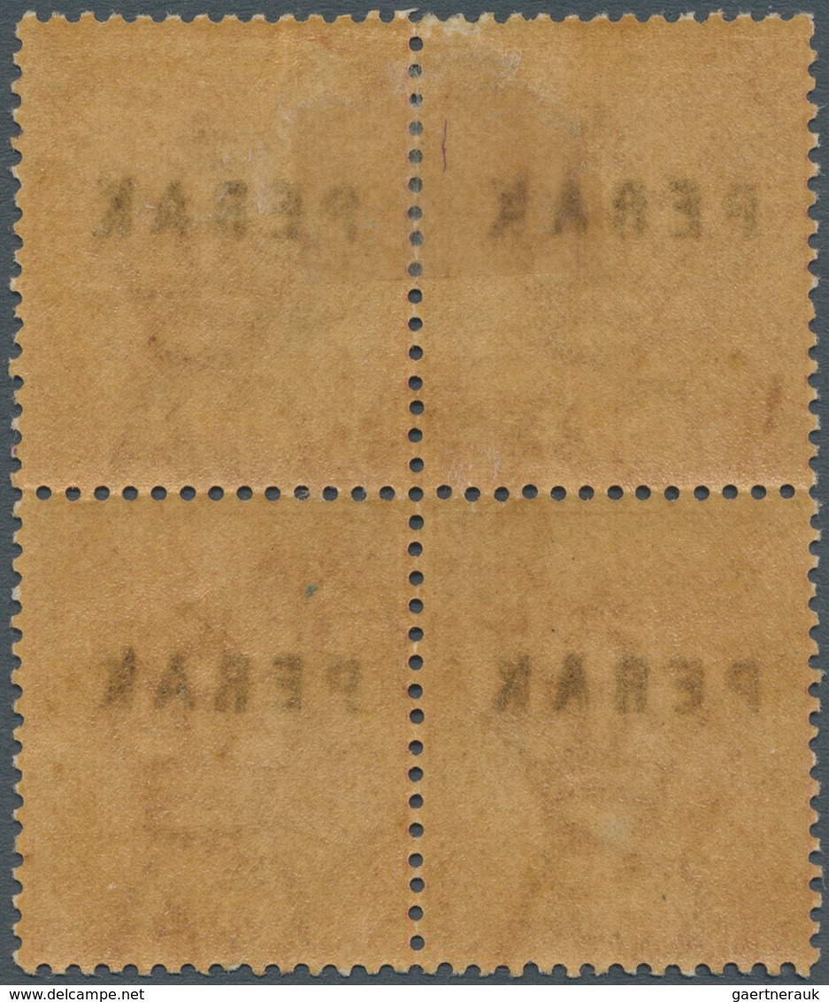 06480 Malaiische Staaten - Perak: 1882-83 QV 2c. Rose, Wmk Crown CA, Block Of Four With Left Vert. Pair Op - Perak