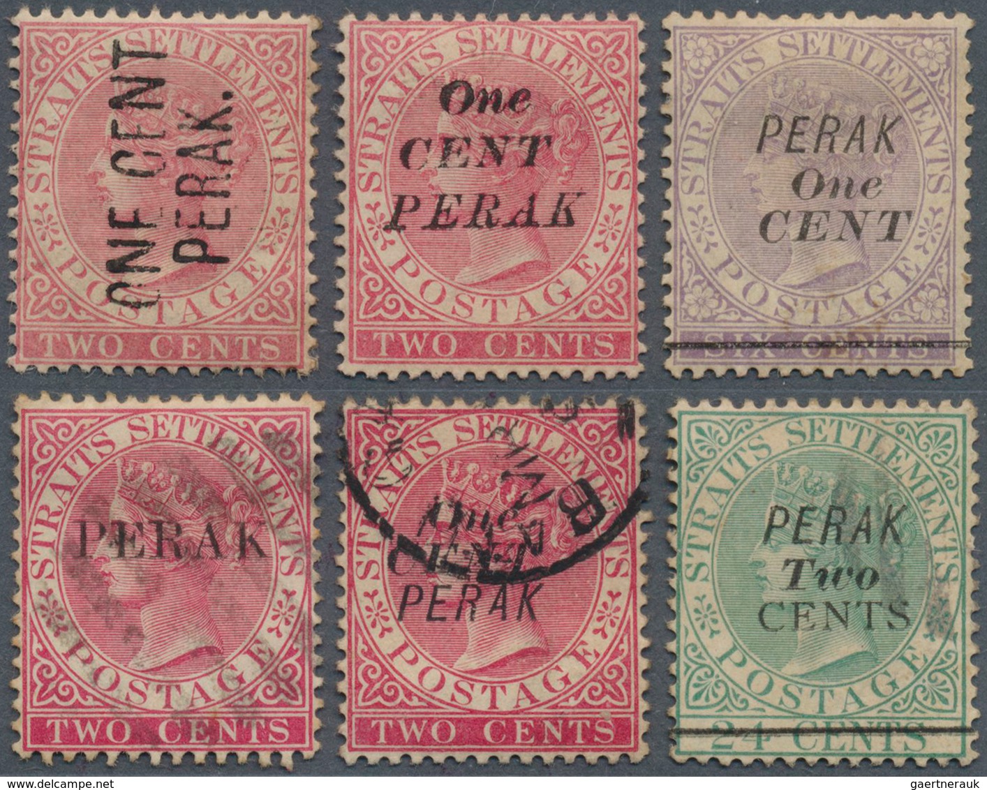 06488 Malaiische Staaten - Perak: 1884-91, Three Different Stamps Mint Plus Three Different Stamps Used, I - Perak