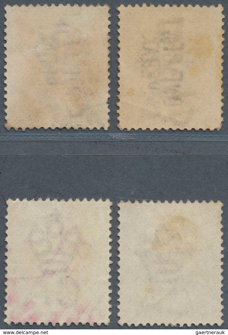 06490 Malaiische Staaten - Perak: 1886-87, Four Different Singles 2c. Rose With Different Overprints "One - Perak