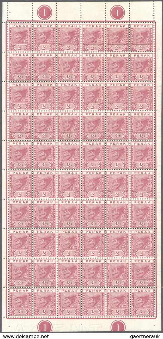 06505 Malaiische Staaten - Perak: 1892/1895, Tiger Stamps 1c. Green, 2c. Rose And 2c. Orange All In Half S - Perak