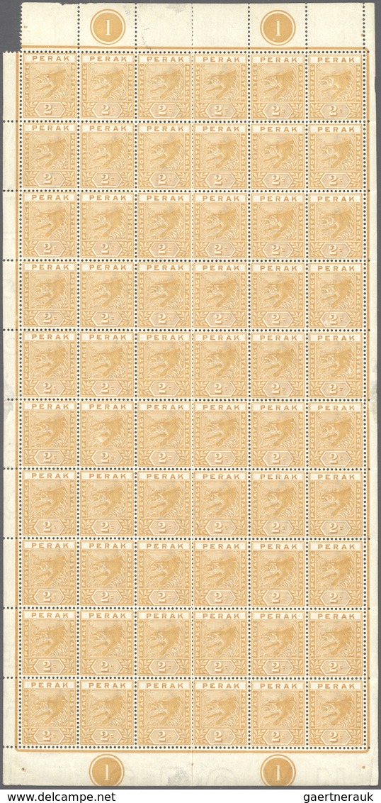 06505 Malaiische Staaten - Perak: 1892/1895, Tiger Stamps 1c. Green, 2c. Rose And 2c. Orange All In Half S - Perak