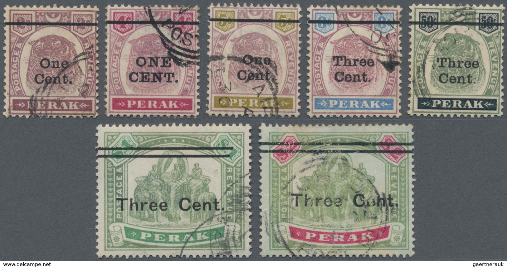06528 Malaiische Staaten - Perak: 1900, Tiger Head And Elephants Definitives Complete Set Of Seven Fine Us - Perak