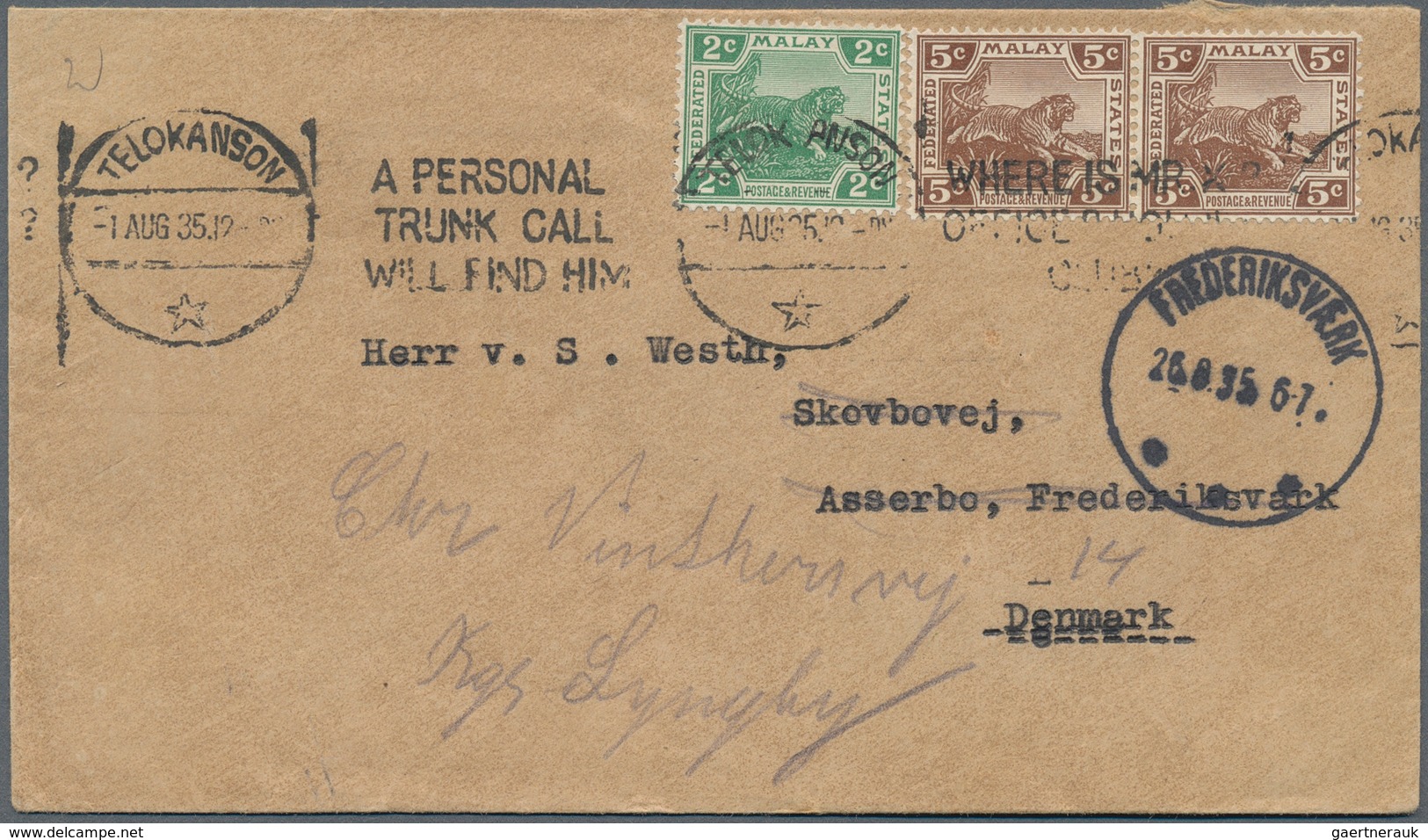 06598 Malaiische Staaten - Perak: 1915/1941, TELOK ANSON: Small Group With 12 Covers Bearing Different Sta - Perak