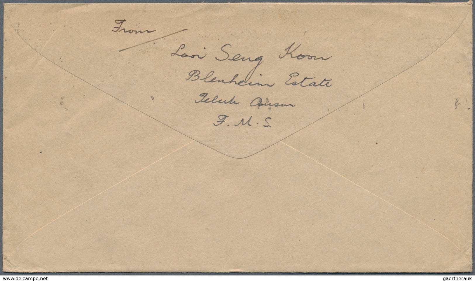 06598 Malaiische Staaten - Perak: 1915/1941, TELOK ANSON: small group with 12 covers bearing different sta