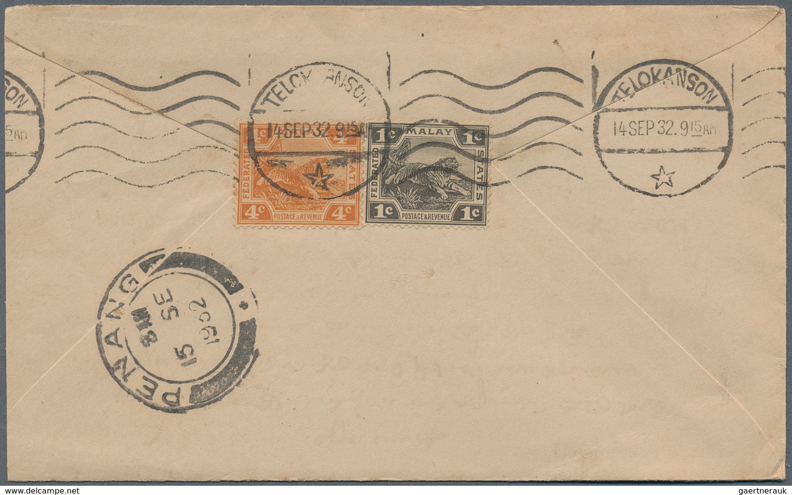 06598 Malaiische Staaten - Perak: 1915/1941, TELOK ANSON: small group with 12 covers bearing different sta