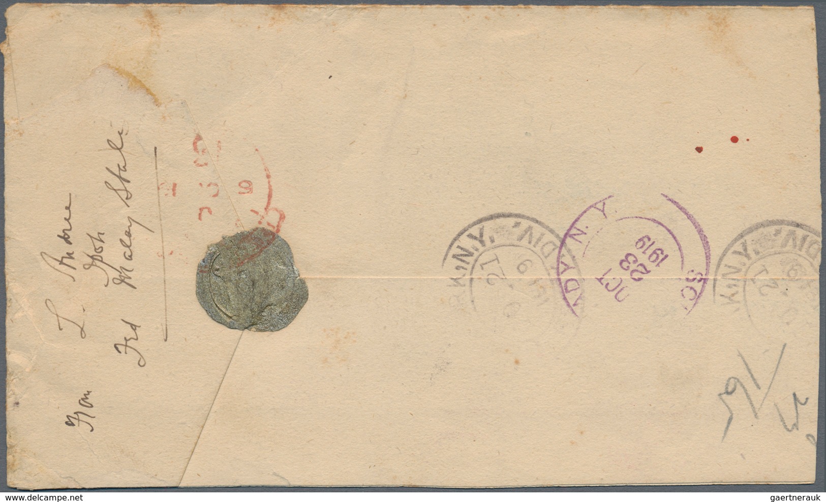 06607 Malaiische Staaten - Perak: 1919, IPOH: Federated Malay States Tiger 5c. Green/carmine On Yellow, 4c - Perak