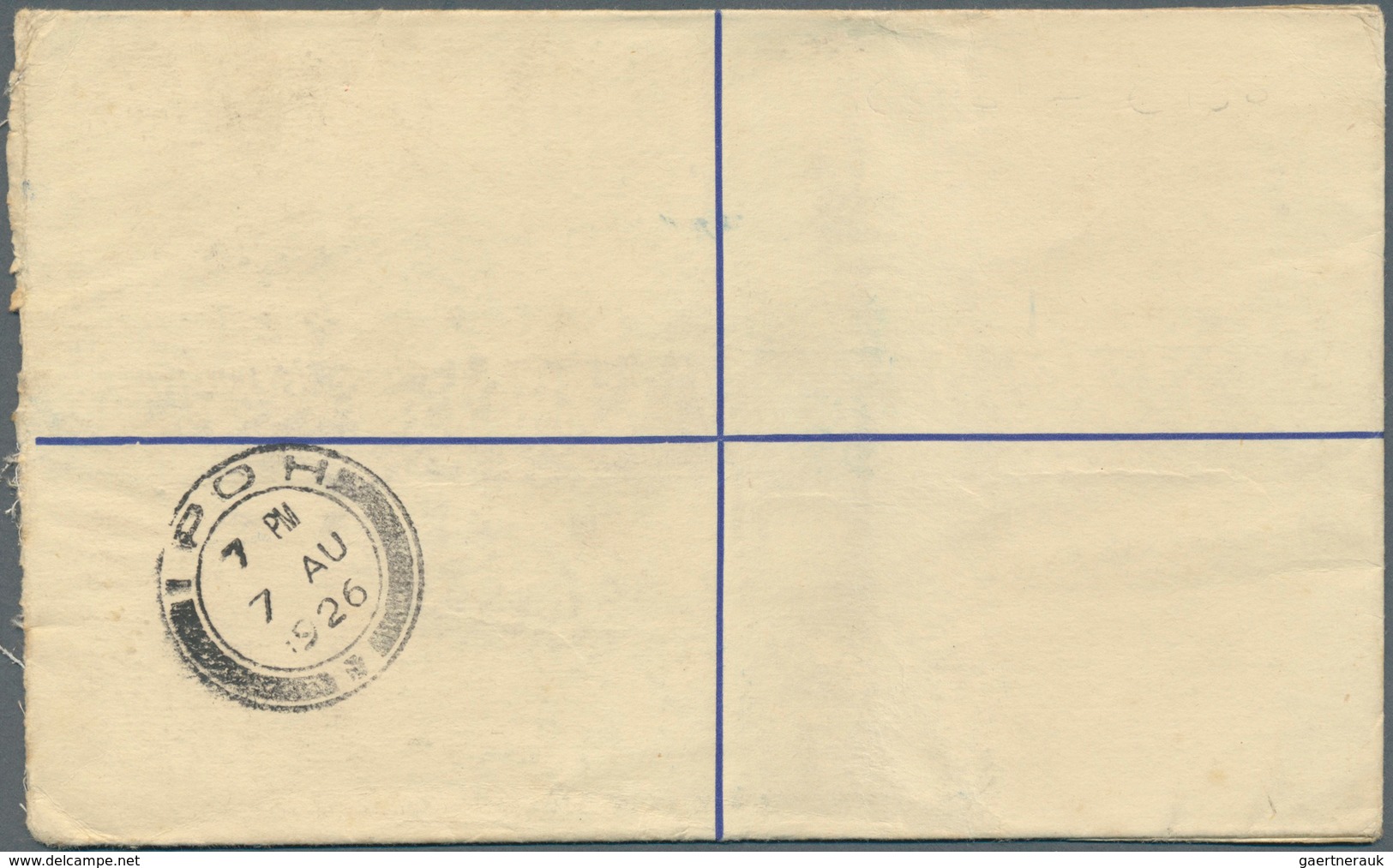 06623 Malaiische Staaten - Perak: 1926 (6/8): Bagan Datoh, FMS 12c Registered Envelope To Manchester, Upra - Perak