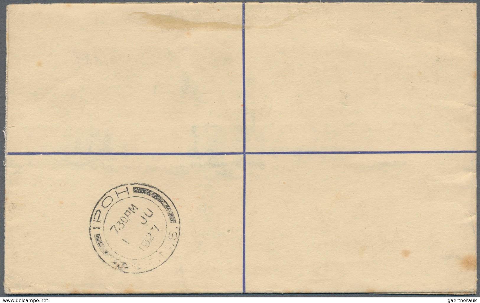 06625 Malaiische Staaten - Perak: 1927, KAMPAR: Federated Malay States Registered Letter 12c. Blue 'Tiger' - Perak