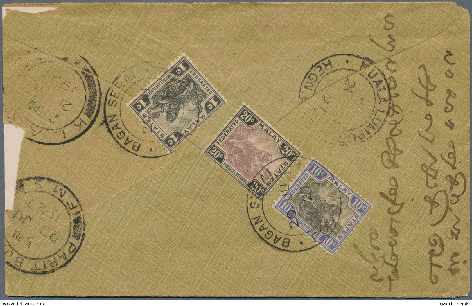 06627 Malaiische Staaten - Perak: 1927, A.R. Registered Cover (faults) Addressed To KLANG With 1c, 10c , 2 - Perak