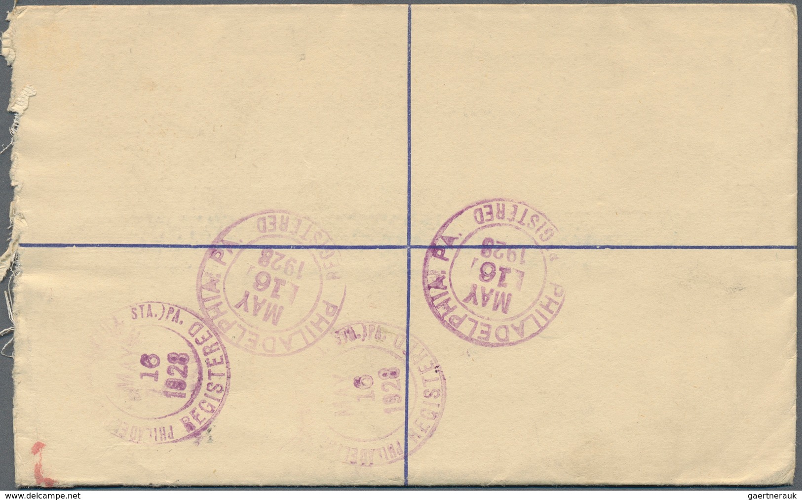 06631 Malaiische Staaten - Perak: 1928 (10.4.), Federated Malay States Registered Letter Tiger 12c. Blue U - Perak