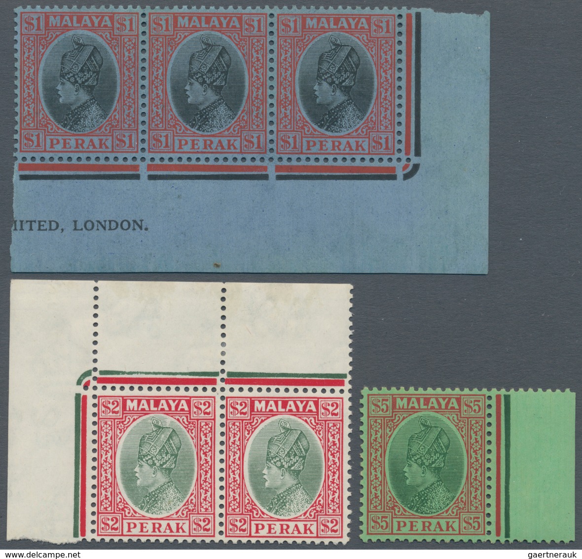 06677 Malaiische Staaten - Perak: 1936, Sultan Iskander Definitives $1 Horiz. Strip Of Three From Lower Ri - Perak