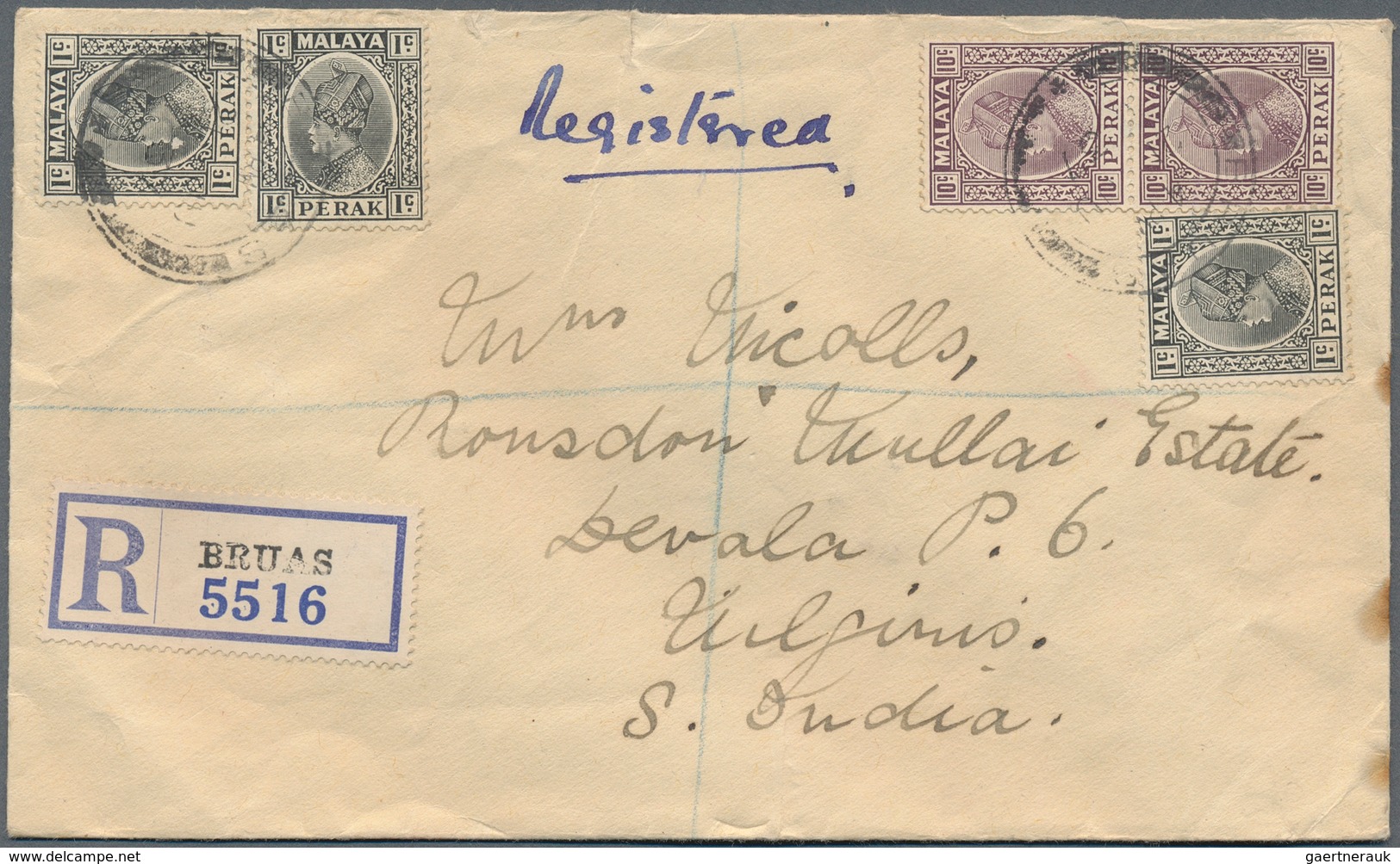 06682 Malaiische Staaten - Perak: 1937/1938, Two Registerede Covers With Different Sultan Iskandar Definit - Perak