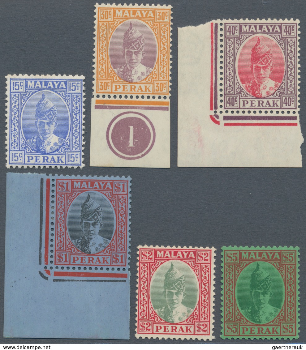 06697 Malaiische Staaten - Perak: 1938/1941, Sultan Iskander Definitives Part Set Of 14 Incl. The $-values - Perak