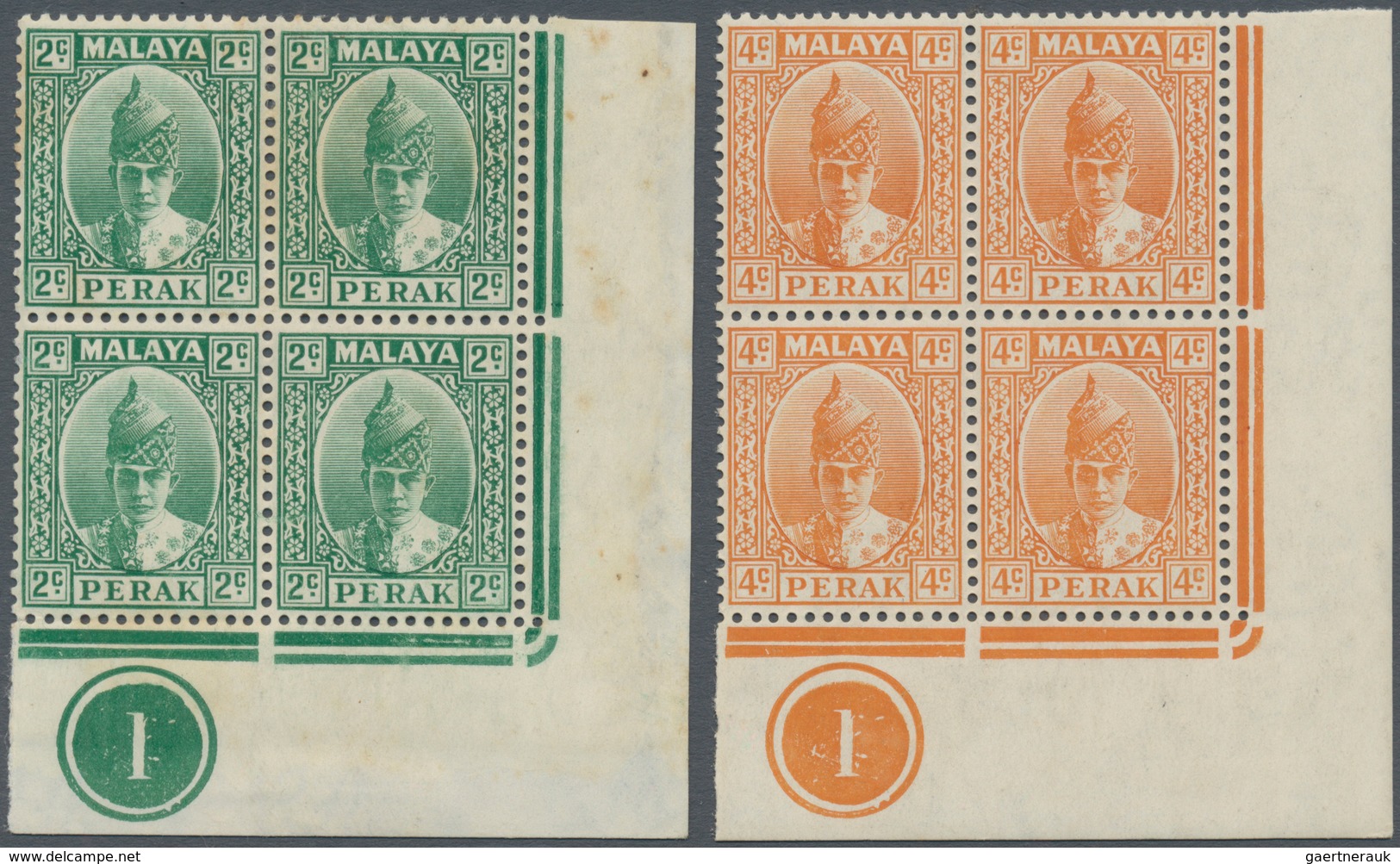 06716 Malaiische Staaten - Perak: 1939/1941, Sultan Iskandar Definitive 2c. Green And 4c. Orange Both In B - Perak