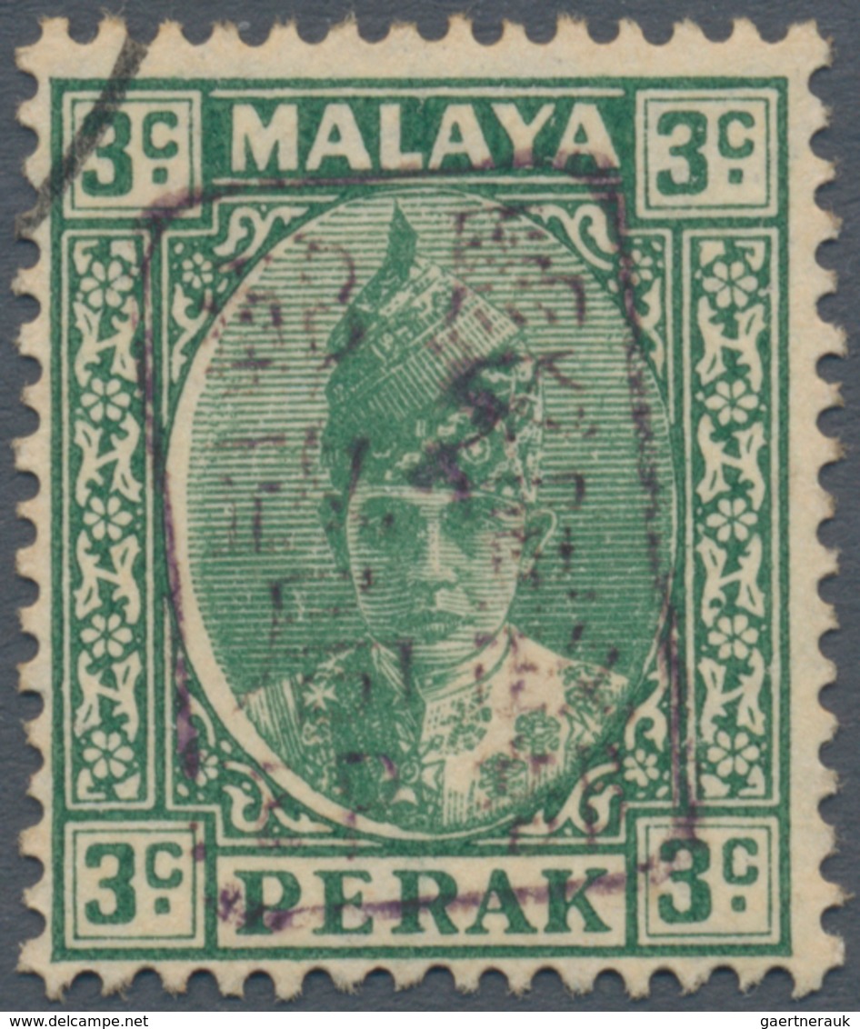 06768 Malaiische Staaten - Perak: Japanese Occupation, 1942, Small Seal Ovpts: In Brown On 3 C., Chop H, U - Perak