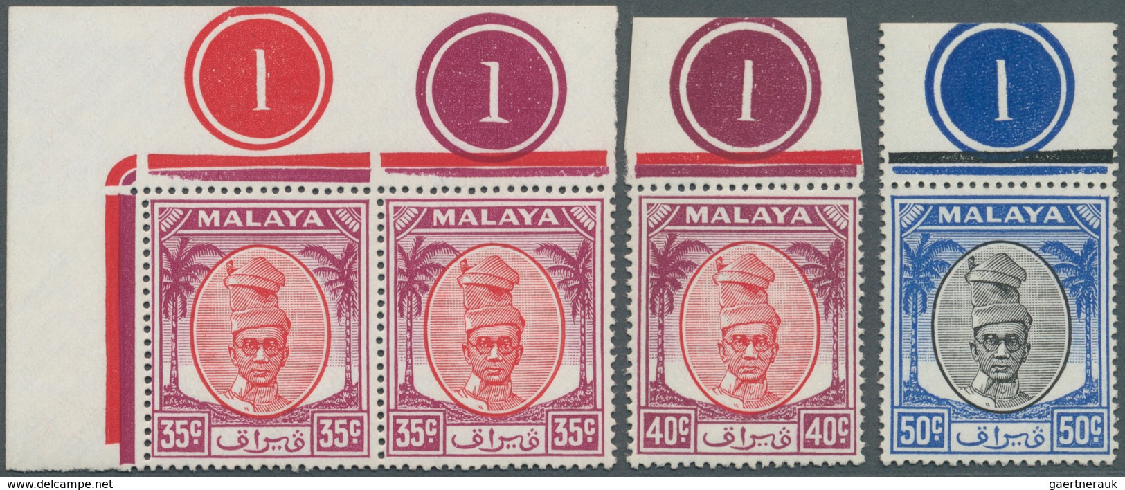 06804 Malaiische Staaten - Perak: 1950/1952, Sultan Yussuf Izzuddin Shah Definitives 18 Different Values I - Perak