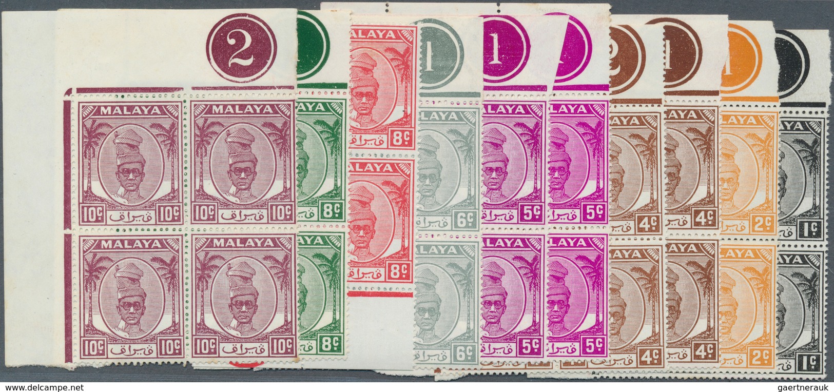 06805 Malaiische Staaten - Perak: 1950/1956, Sultan Yussuf Izzuddin Shah 22 Different Stamps Incl. Shades - Perak