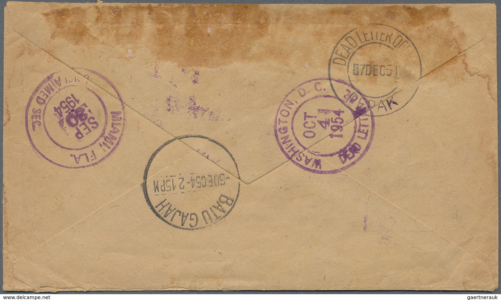 06811 Malaiische Staaten - Perak: 1954, (11.4.), A Cover (small Faults) Addressed To Miami USA From Batu G - Perak