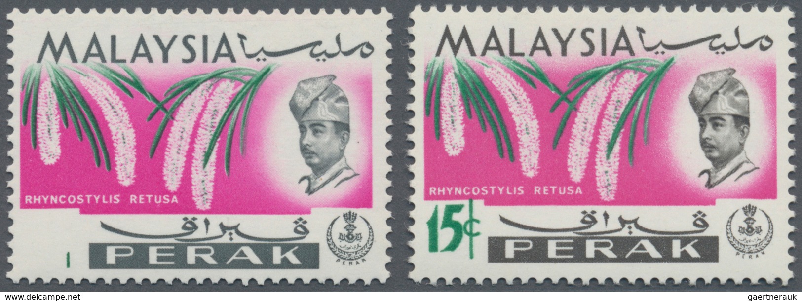 06818 Malaiische Staaten - Perak: 1965, Orchids 15c. 'Rhynchostylis Retusa' With Partly DARK GREEN OMITTED - Perak