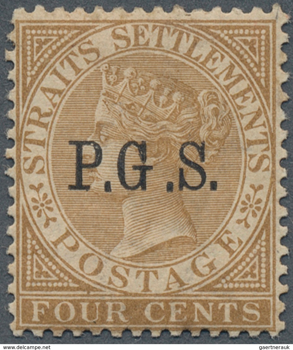 06827 Malaiische Staaten - Perak-Dienstmarken: 1889, Straits Settlements QV 4c. Brown With Wmk. Crown CA O - Perak