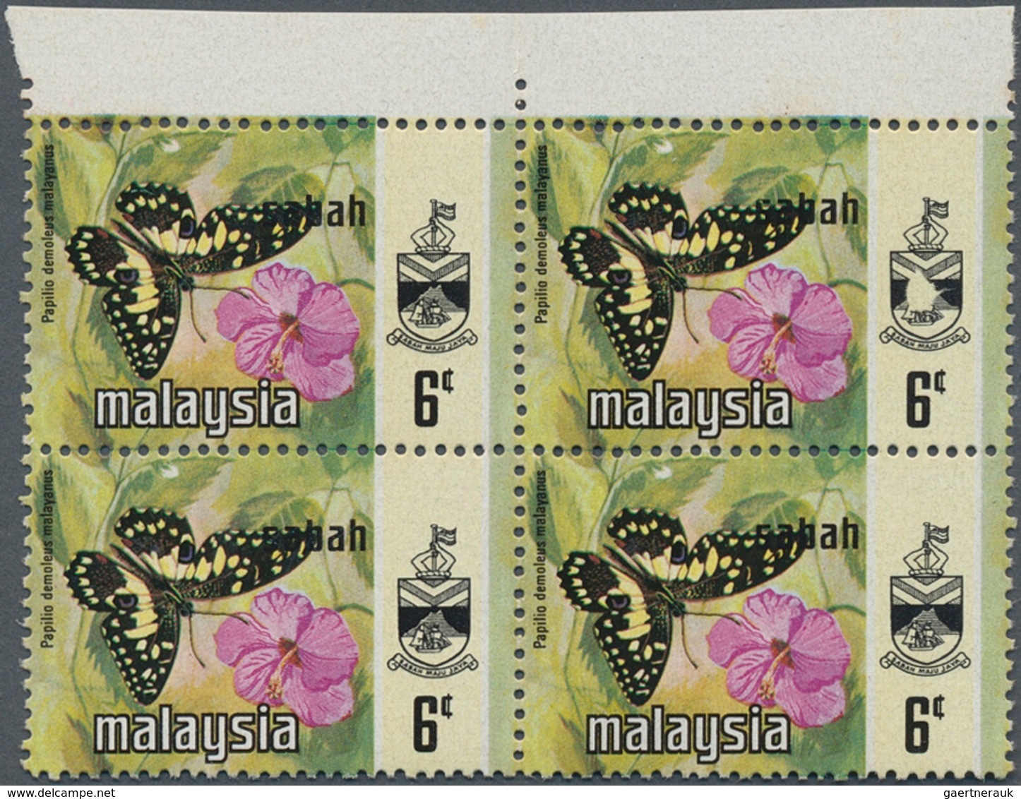 06844 Malaiische Staaten - Sabah: 1971, Butterfly 6c. 'Papilo Demoleus Malayanus' With Heavy Shifted Count - Sabah