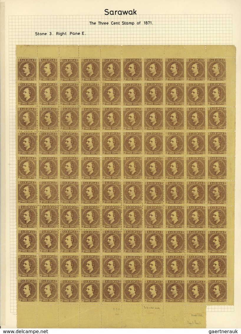 06846 Malaiische Staaten - Sarawak: 1871 3c. Brown/yellow Complete Sheet Of 100, Right Pane E From Stone 3 - Other & Unclassified