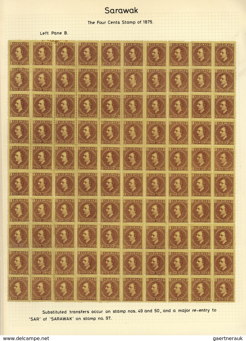 06848 Malaiische Staaten - Sarawak: 1871 3c. Brown/yellow Complete Sheet Of 100, Left Pane B From Stone 3, - Other & Unclassified