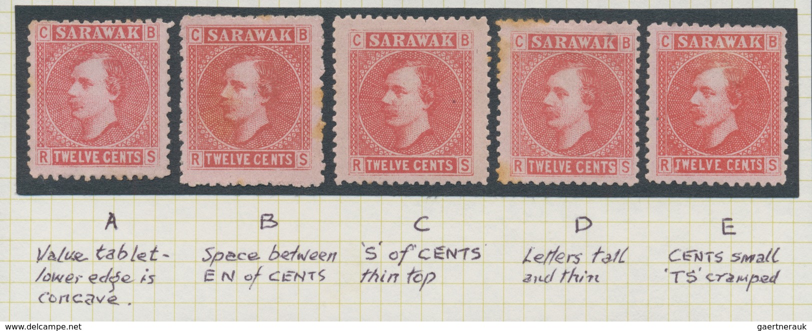 06853 Malaiische Staaten - Sarawak: 1875, Sir Charles Brooke Complete Set In Five Different TRANSFER TYPES - Other & Unclassified
