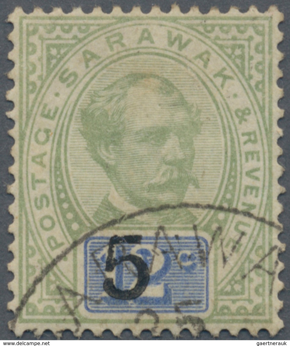 06868 Malaiische Staaten - Sarawak: 1891, Sir Charles Brooke 12c. Green And Blue Surcharged '5' With 'C' O - Other & Unclassified