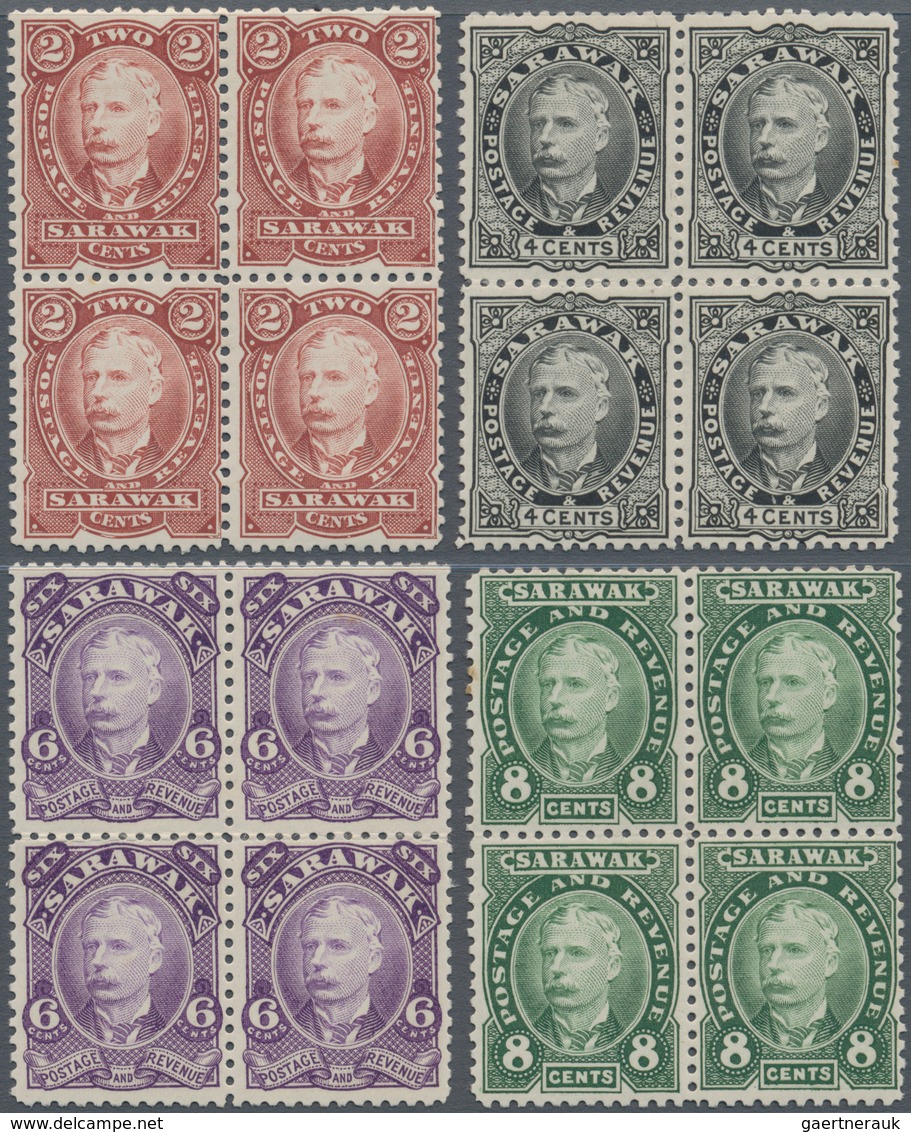 06872 Malaiische Staaten - Sarawak: 1895, Sir Charles Brooke Without Wmk. Complete Set Of Four In Blocks O - Other & Unclassified