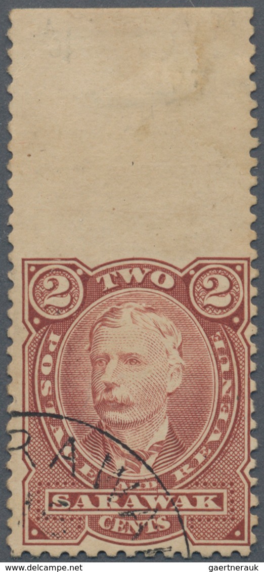 06873 Malaiische Staaten - Sarawak: 1895, Sir Charles Brooke 2c. Brown-red From Upper Margin IMPERFORATE B - Other & Unclassified