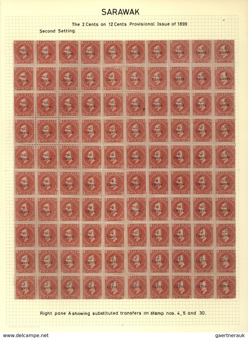 06881 Malaiische Staaten - Sarawak: 1899 Provisional 2c. On 12c. Red/pale Rose, Complete Sheet Of 100 From - Other & Unclassified