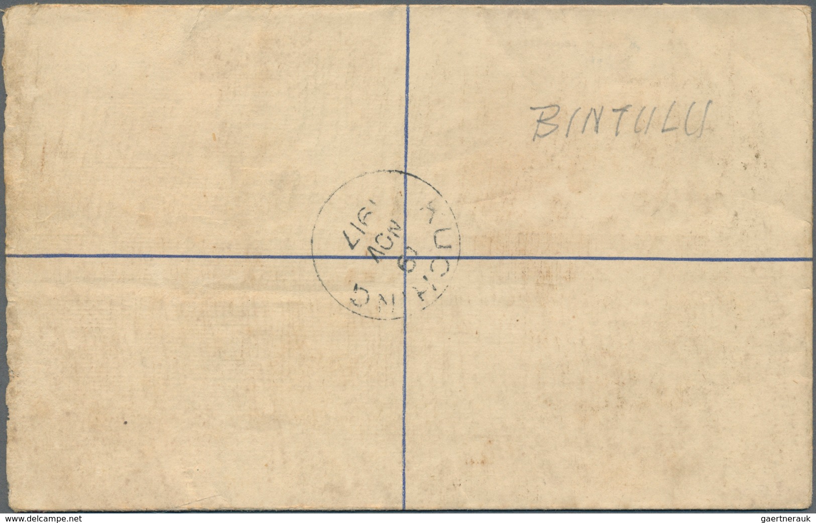 06896 Malaiische Staaten - Sarawak: 1917, 10 C Blue Registered Pse, Uprated With 2 C Green, Sent With Viol - Other & Unclassified