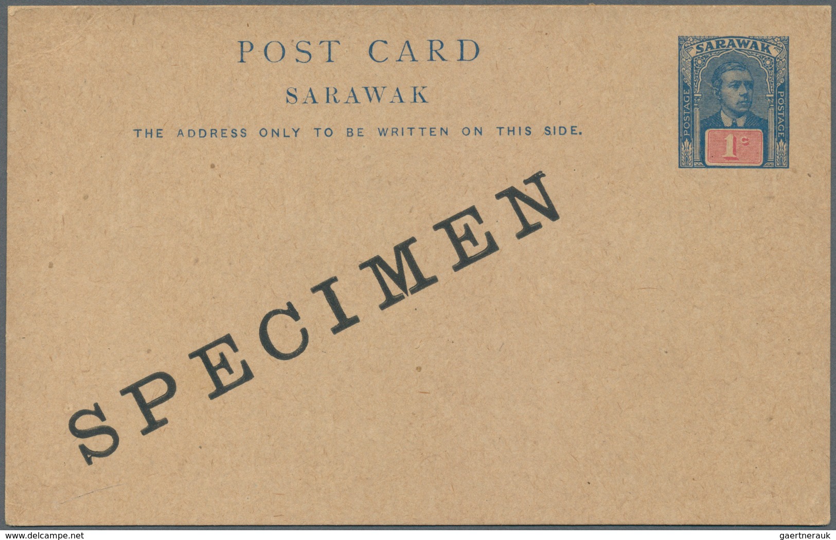 06901 Malaiische Staaten - Sarawak: 1918, 1 C Blue And Red Postal Stationery Card With Diagonal Ovp SPECIM - Other & Unclassified
