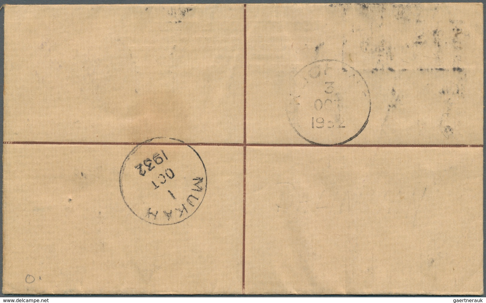 06945 Malaiische Staaten - Sarawak: 1932 BALINGIAN: Postal Stationery Envelope 15c. Brown Used From Baling - Other & Unclassified