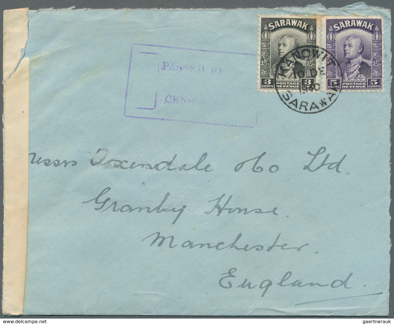 06991 Malaiische Staaten - Sarawak: 1940 (10.12.), Sir Charles Vyner Brooke 5c. Violet + 3c. Black Used On - Other & Unclassified