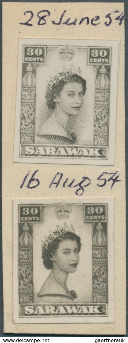 07018 Malaiische Staaten - Sarawak: 1955 (ca.), QEII Definitive Issue 30c. 'Queen Elizabeth II' Two Slight - Other & Unclassified