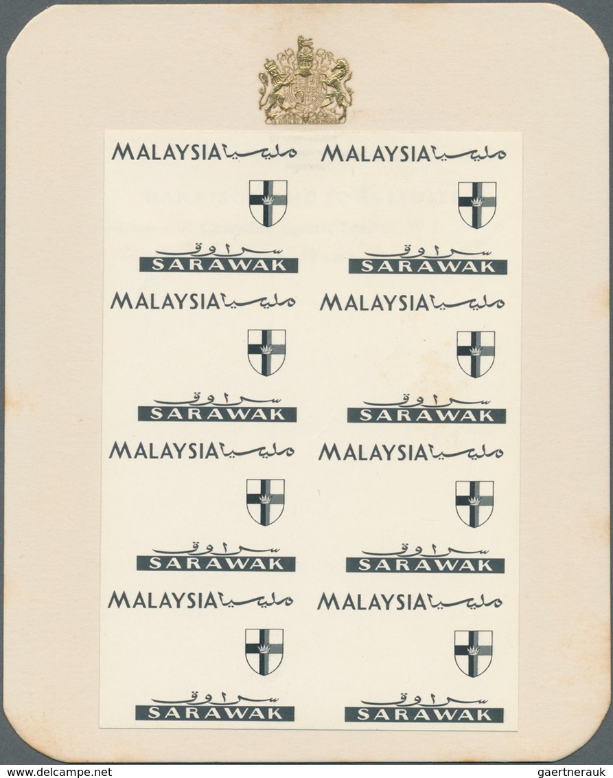 07019 Malaiische Staaten - Sarawak: 1965, Orchids Imperforate PROOF Block Of Eight With Black Printing Onl - Other & Unclassified
