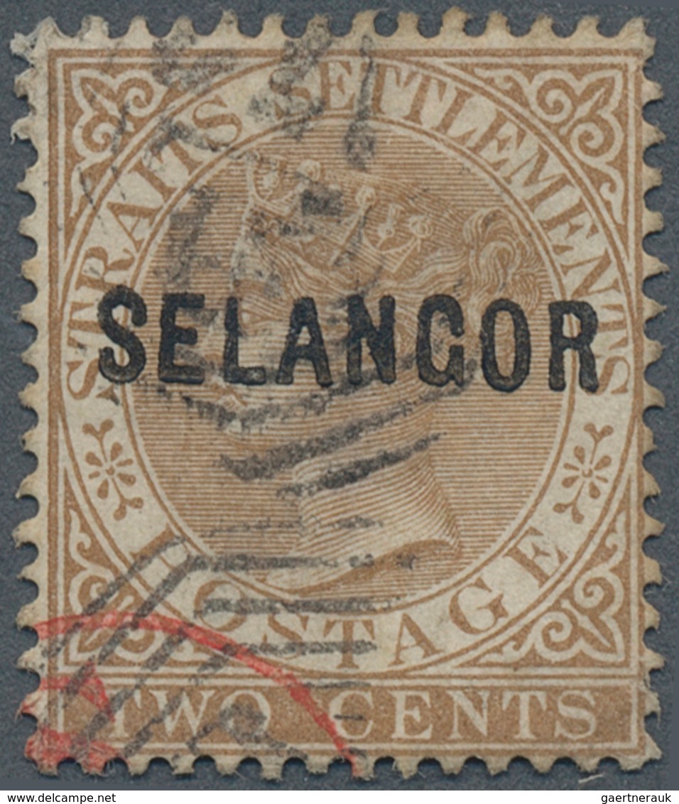 07024 Malaiische Staaten - Selangor: 1881, Straits Settlements QV 2c. Brown With Wmk. Crown CC With Black - Selangor